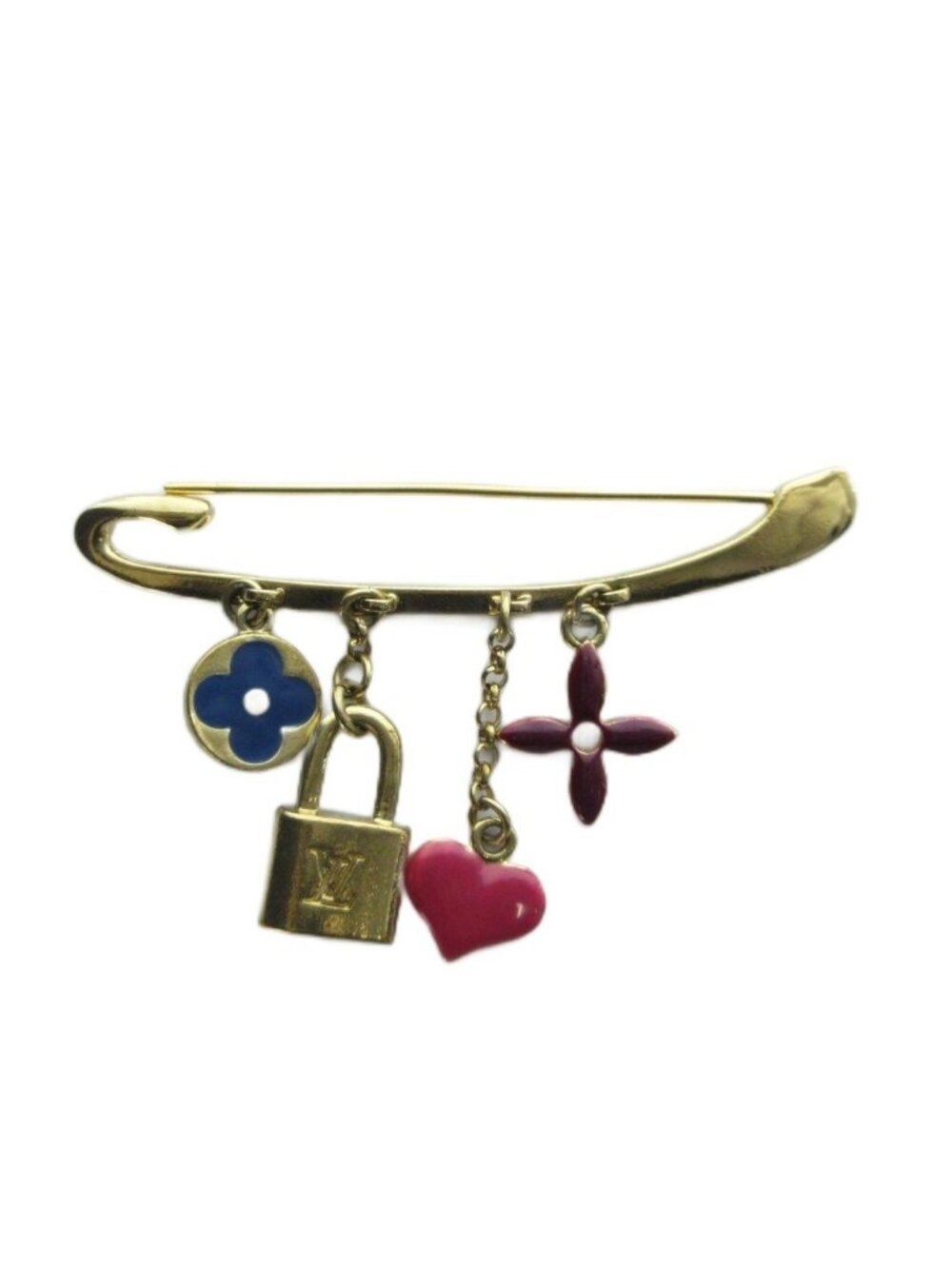 Louis Vuitton Pin Brooch Safety Pin Logo Gold